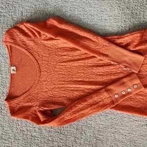 BKE Orange Long Sleeve LaceTee